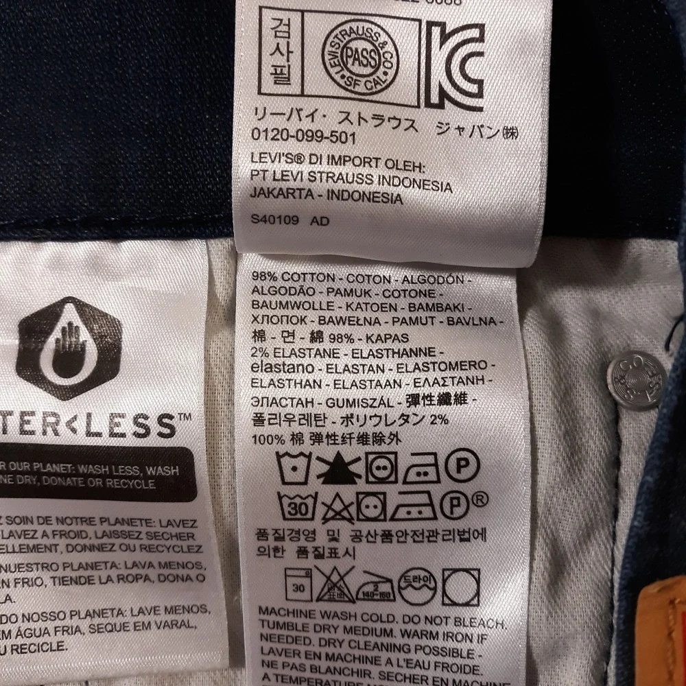 Levi's 511 Jeans Mens Size 34 x 34 Blue Cotton Blend 5-Pocket